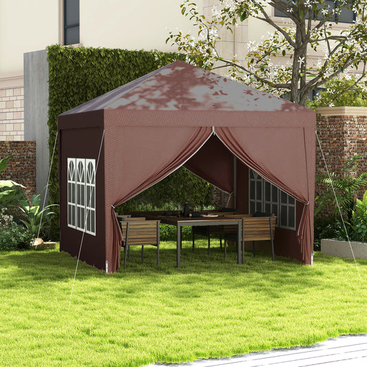 outsunny-3-x-3m-pop-up-gazebo-wedding-party-canopy-tent-marquee-with-carry-bag-and-windows-coffee