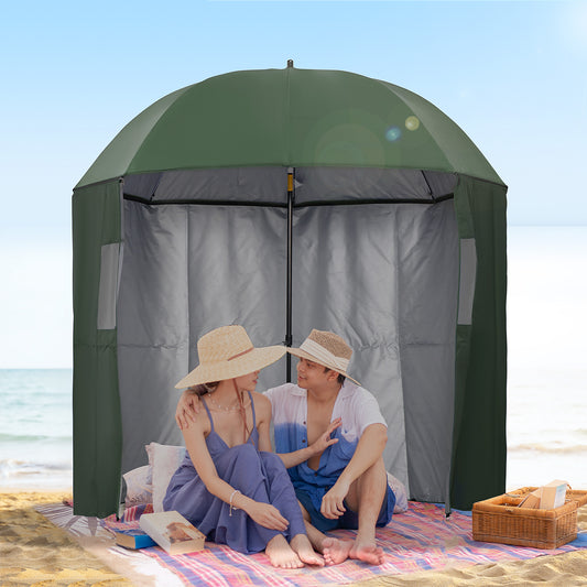 outsunny-2m-beach-parasol-fishing-umbrella-brolly-with-sides-and-push-botton-tilt-sun-shade-shelter-with-carry-bag-uv30-green