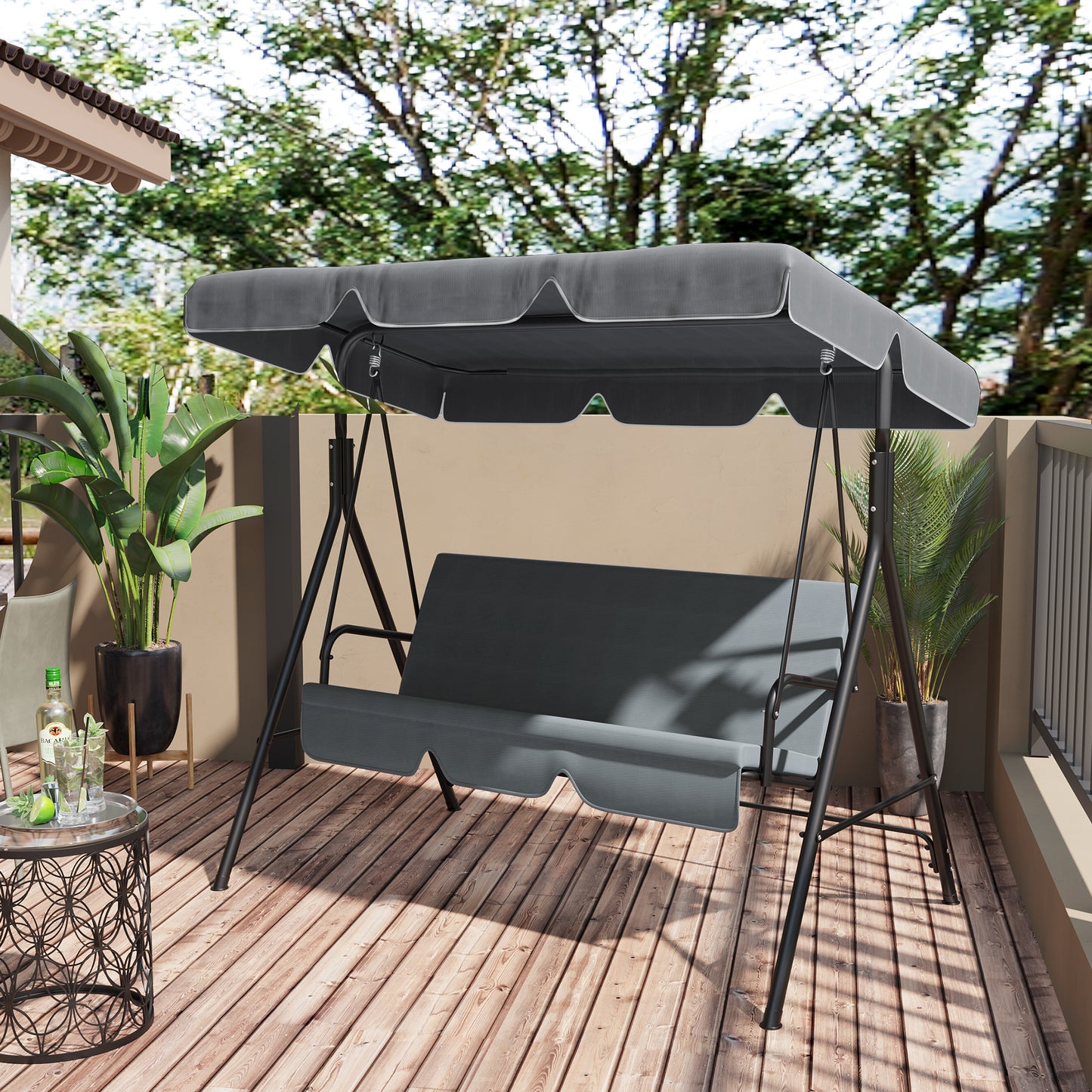 outsunny-garden-swing-canopy-replacement-2-seater-with-tubular-framework-swing-seat-replacement-cover-uv50-sun-shade-canopy-only-dark-grey