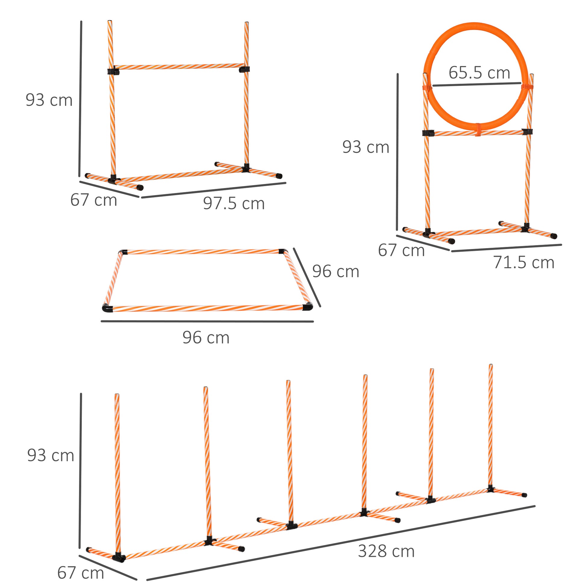 PawHut Pet Agility Training Equipment Dog Play Run Jump Hurdle Bar Obedience Training Set with Adjustable Height Jump Ring Square Pause Box Carry Bag