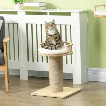 PawHut 52cm Cat Tree, Kitty Activity Center with Cat Bed, Cat Tower with Bold Jute Scratching Post, Natural