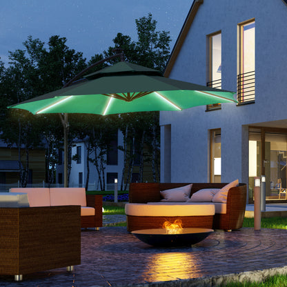 outsunny-3m-cantilever-parasol-banana-hanging-umbrella-with-double-roof-led-solar-lights-crank-8-sturdy-ribs-and-cross-base-green