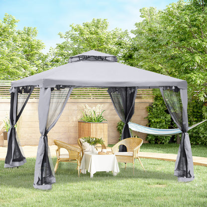 outsunny-3-x-3-meter-metal-gazebo-garden-outdoor-2-tier-roof-marquee-party-tent-canopy-pavillion-patio-shelter-with-netting-grey