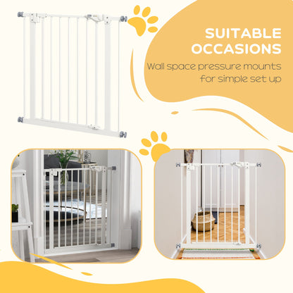 PawHut Metal 74-80cm Wide Adjustable Dog Gate White