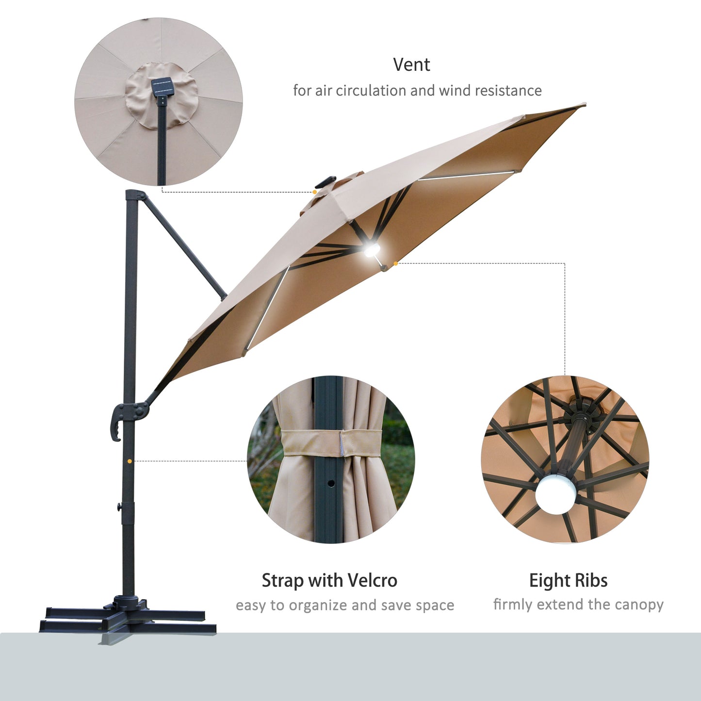 outsunny-3m-cantilever-roma-parasol-garden-sun-umbrella-with-led-solar-light-cross-base-360-rotating-brown