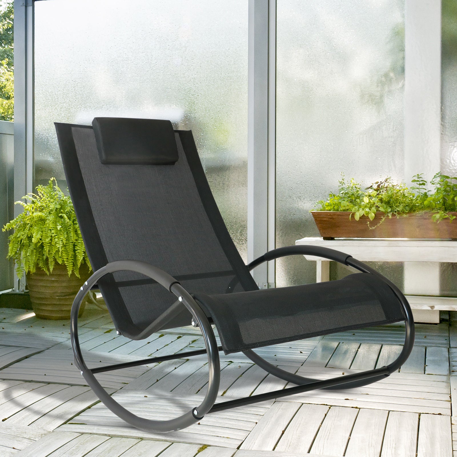 outsunny-rocking-chair-sun-lounger-recliner-rocker-texteline-fabric-patio-garden-relaxer-with-pillow-black