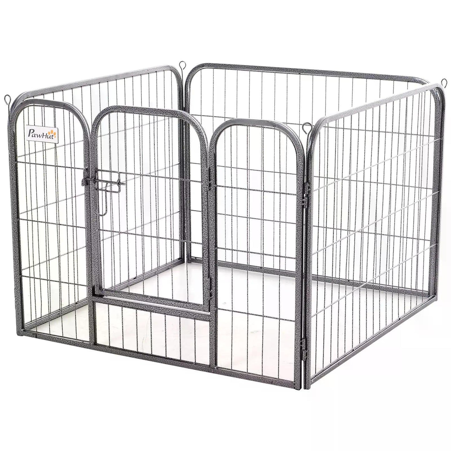 PawHut Heavy Duty Dog Kennel Large Dog Kennel Square Metal Foldable Kennel Dog Pen Grey