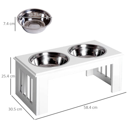 Pawhut Stainless Steel Pet Feeder, 58.4Lx30.5Wx25.4H cm-White