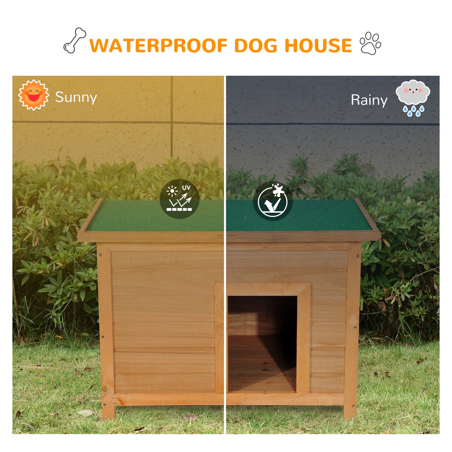 Pawhut 85cm Elevated Dog Kennel Wooden Pet House Outdoor Waterproof