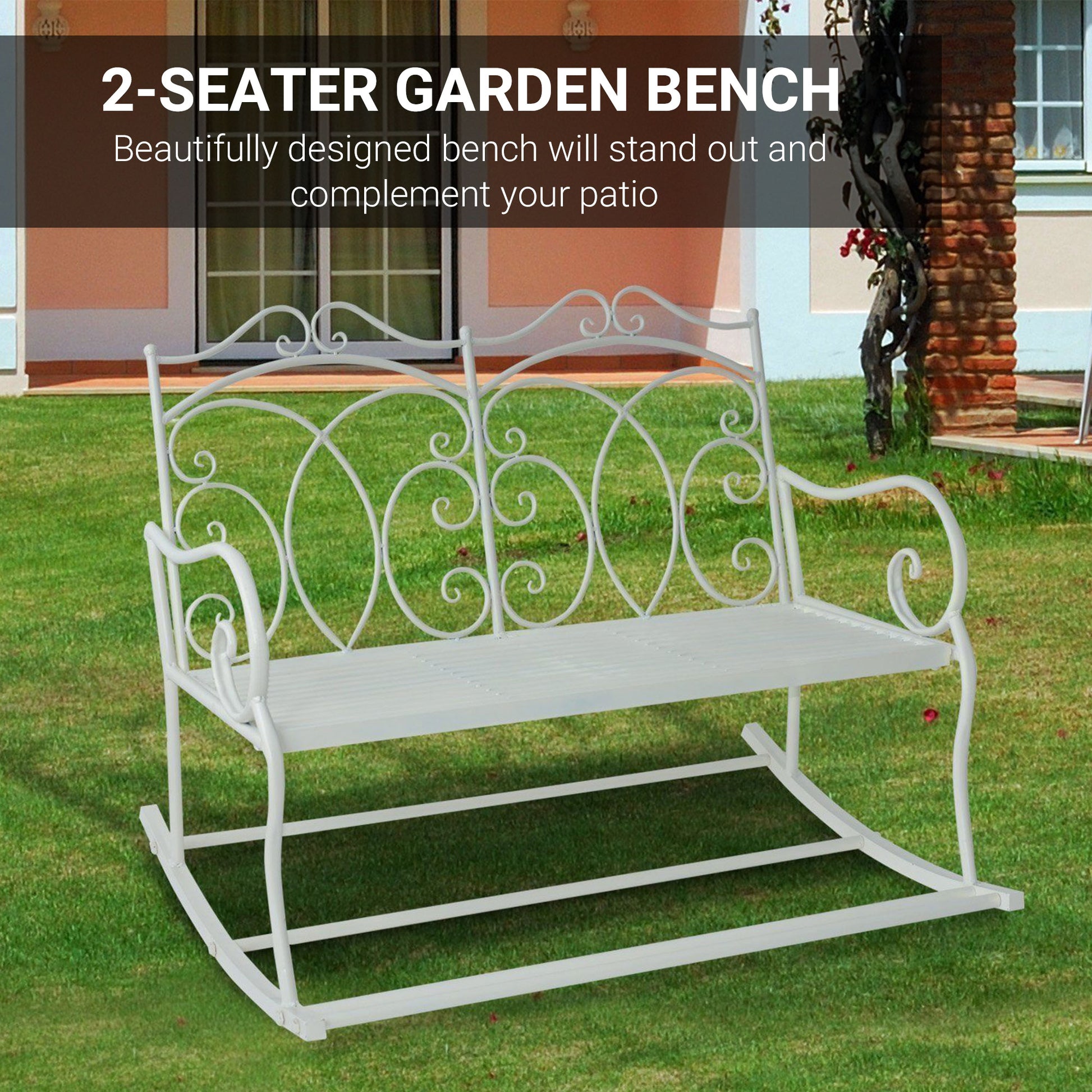 outsunny-patio-2-seater-rocking-bench-steel-garden-outdoor-garden-loveseat-chair-w-decorative-backrest-white