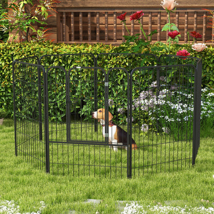 PawHut Heavy Duty 8 Panel Dog Play Pen Pet Playpen for Puppy Rabbit Enclosure Foldable Indoor Outdoor 80 x 100 cm