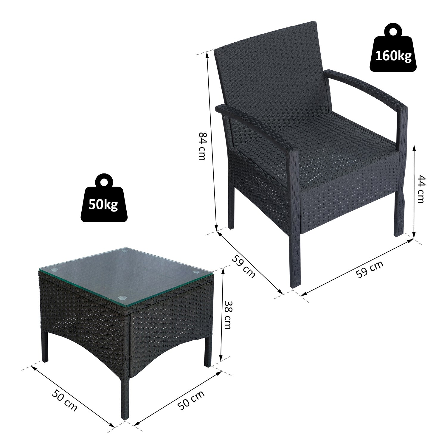 outsunny-rattan-garden-furniture-2-seater-sofa-chair-table-bistro-set-wicker-weave-outdoor-patio-conservatory-set-steel-black