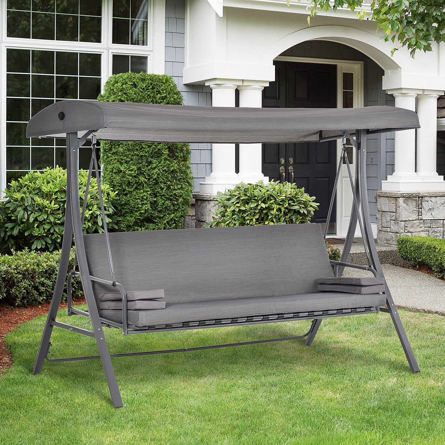 outsunny-outdoor-2-in-1-patio-swing-chair-lounger-3-seater-garden-bench-hammock-bed-adjustable-canopy-w-cushion-pillow-grey