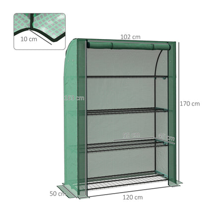 outsunny-4-tier-mini-greenhouse-with-reinforced-pe-cover-portable-green-house-w-roll-up-door-and-wire-shelves-170h-x-120w-x-50dcm-green