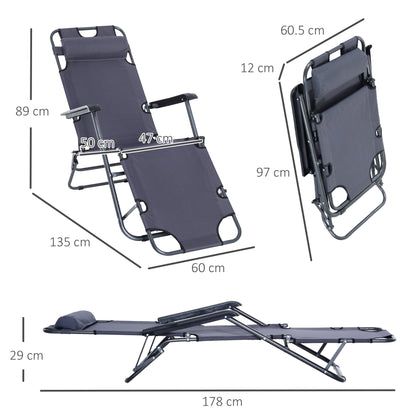 outsunny-2-pieces-foldable-sun-loungers-with-adjustable-back-outdoor-reclining-garden-chairs-with-pillow-and-armrests-grey