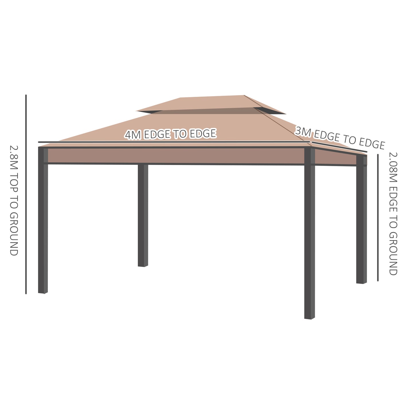 outsunny-3-x-4m-garden-metal-gazebo-marquee-patio-party-tent-canopy-shelter-with-sidewalls-pavilion-new