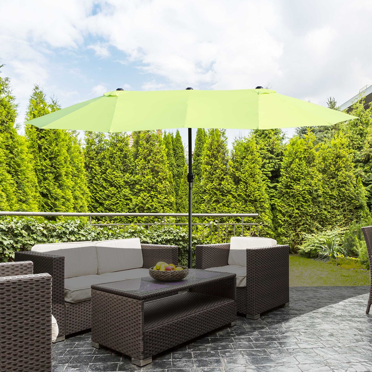 outsunny-4-6m-garden-parasol-double-sided-sun-umbrella-patio-market-shelter-canopy-shade-outdoor-grass-green-no-base