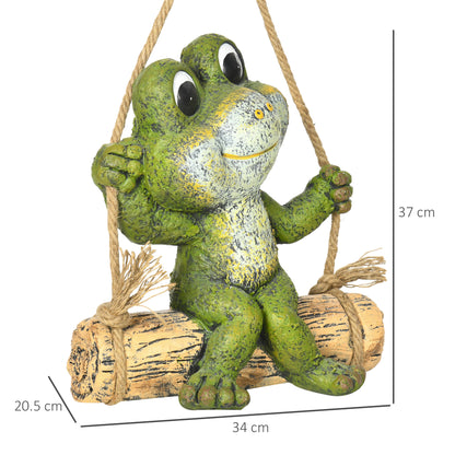 outsunny-hanging-garden-statue-vivid-frog-on-swing-art-sculpture-outdoor-ornament-home-decoration-green