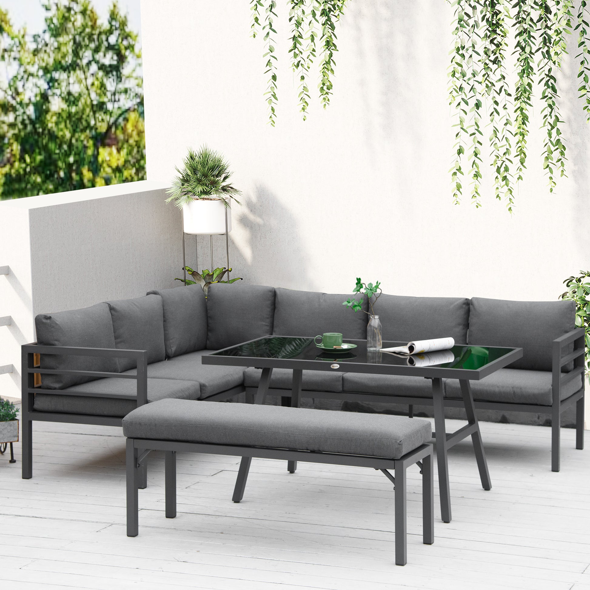 outsunny-4-piece-l-shaped-garden-furniture-set-8-seater-aluminium-outdoor-dining-set-conversation-sofa-set-w-bench-dining-table-cushions-grey