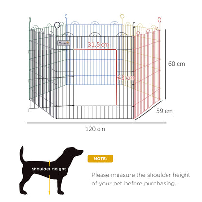 PawHut Pet Playpen Hexagon Dog Puppy Pen Crate Kennel Exercise Fence w/ Door Metal Indoor & Outdoor