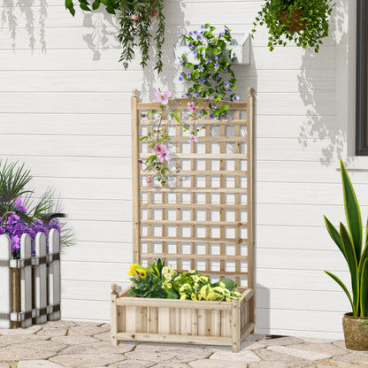 outsunny-garden-planters-with-trellis-for-climbing-vines-wood-raised-beds-for-garden-flower-pot-indoor-outdoor-natural