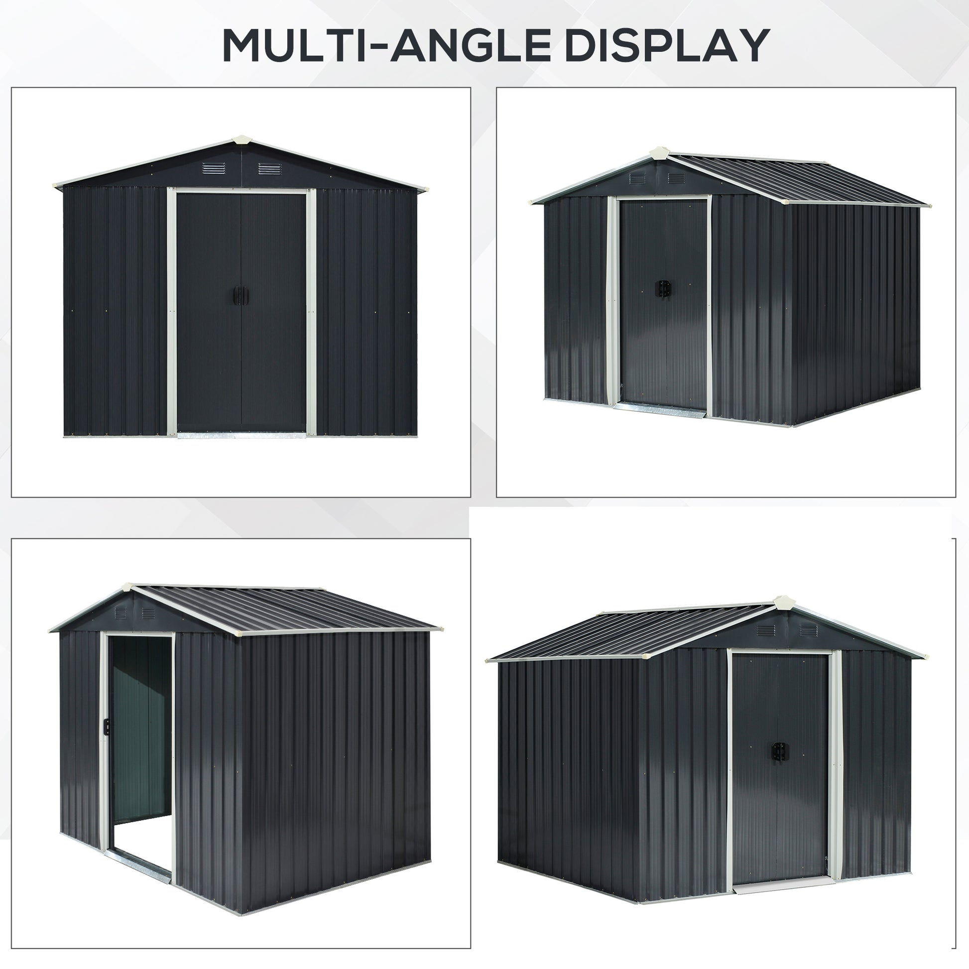 outsunny-8-x-6ft-garden-storage-shed-double-door-ventilation-windows-sloped-roof-outdoor-equipment-tool-grey