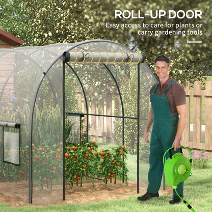 outsunny-polytunnel-greenhouse-walk-in-grow-house-with-plasric-cover-door-mesh-window-and-steel-frame-3-x-2-x-2m-clear