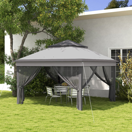 outsunny-3-x-3m-pop-up-gazebo-height-adjustable-instant-event-shelter-with-netting-and-carrying-bag-grey