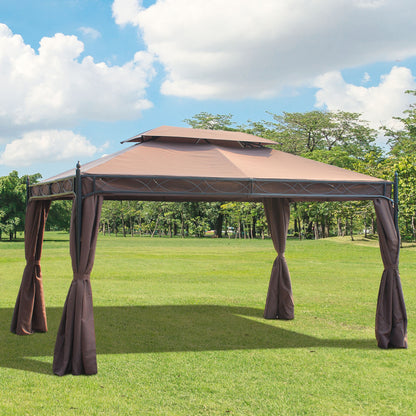 outsunny-3-x-4m-garden-metal-gazebo-marquee-patio-party-tent-canopy-shelter-with-sidewalls-pavilion-new