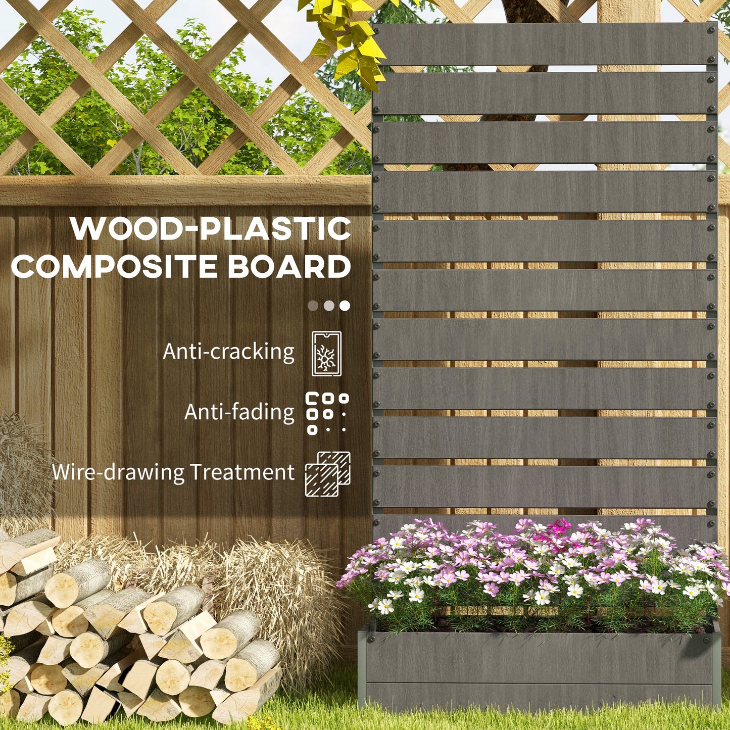 outsunny-raised-bed-for-garden-planter-with-trellis-for-climbing-plants-vines-planter-box-with-drainage-gap-dark-grey