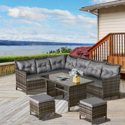 outsunny-8-seater-garden-rattan-corner-dining-sofa-set-outdoor-wicker-conservatory-furniture-lawn-patio-coffee-table-foot-stool-w-cushion-grey