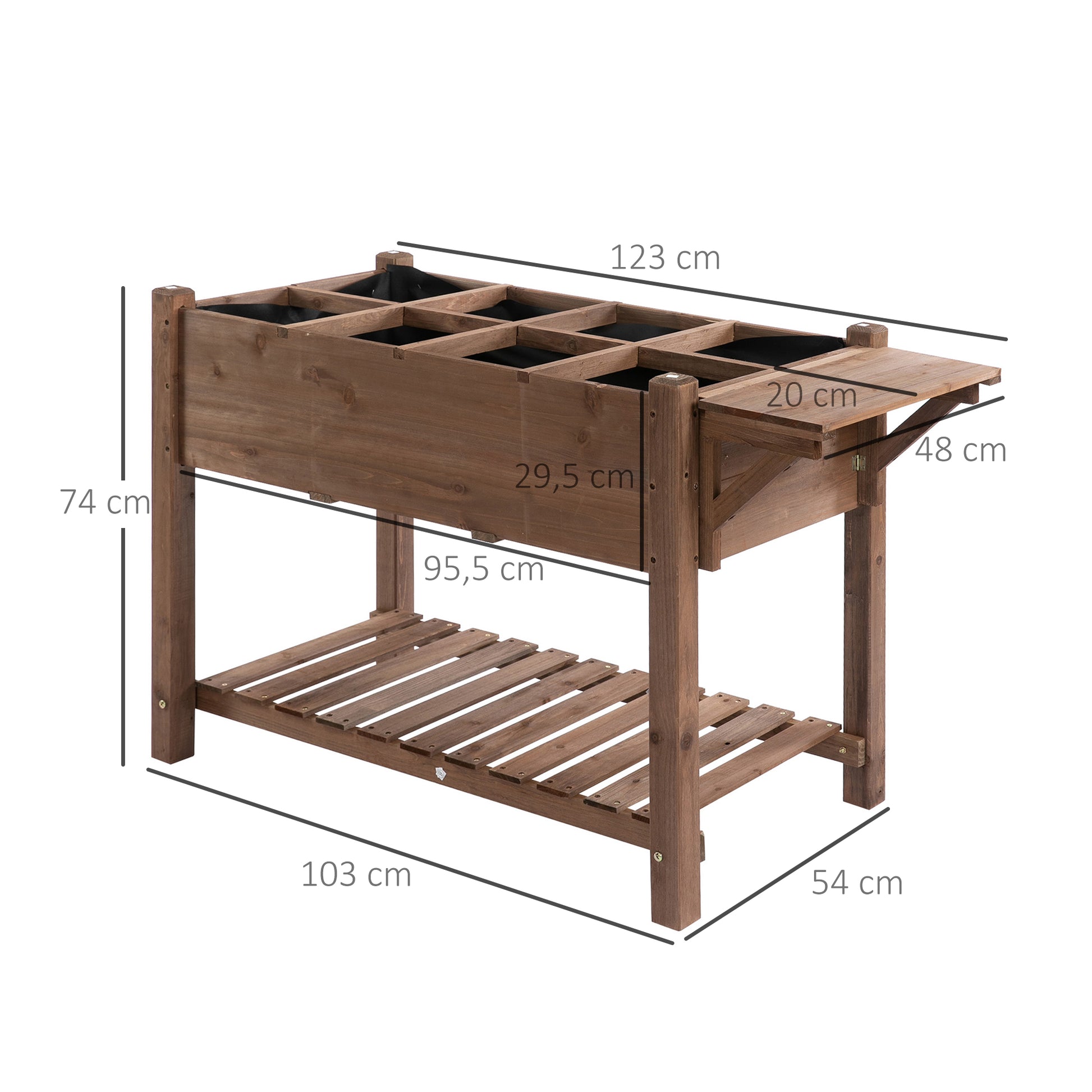 outsunny-wooden-plant-stand-wooden-planter-raised-garden-plant-stand-outdoor-tall-flower-bed-box-with-bottom-shelf-brown-123-x-54-x-74cm