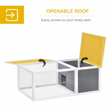 PawHut Indoor Outdoor Wooden Rabbit Hutch Small Animal Cage Pet Run Cover, with UV-resistant Asphalt roof and Water-repellent Paint