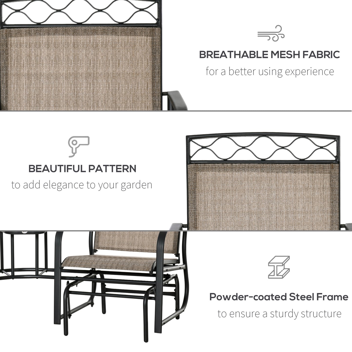 outsunny-double-outdoor-glider-chair-2-seater-patio-rocking-chairs-swing-bench-w-tempered-glass-table-mesh-fabric-for-backyard-garden-brown