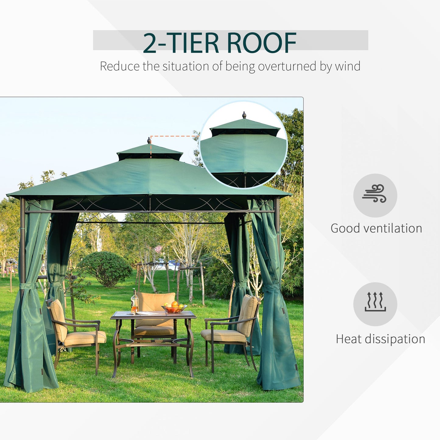 outsunny-3m-x-3m-metal-garden-gazebo-marquee-party-tent-patio-canopy-pavilion-sidewalls-green