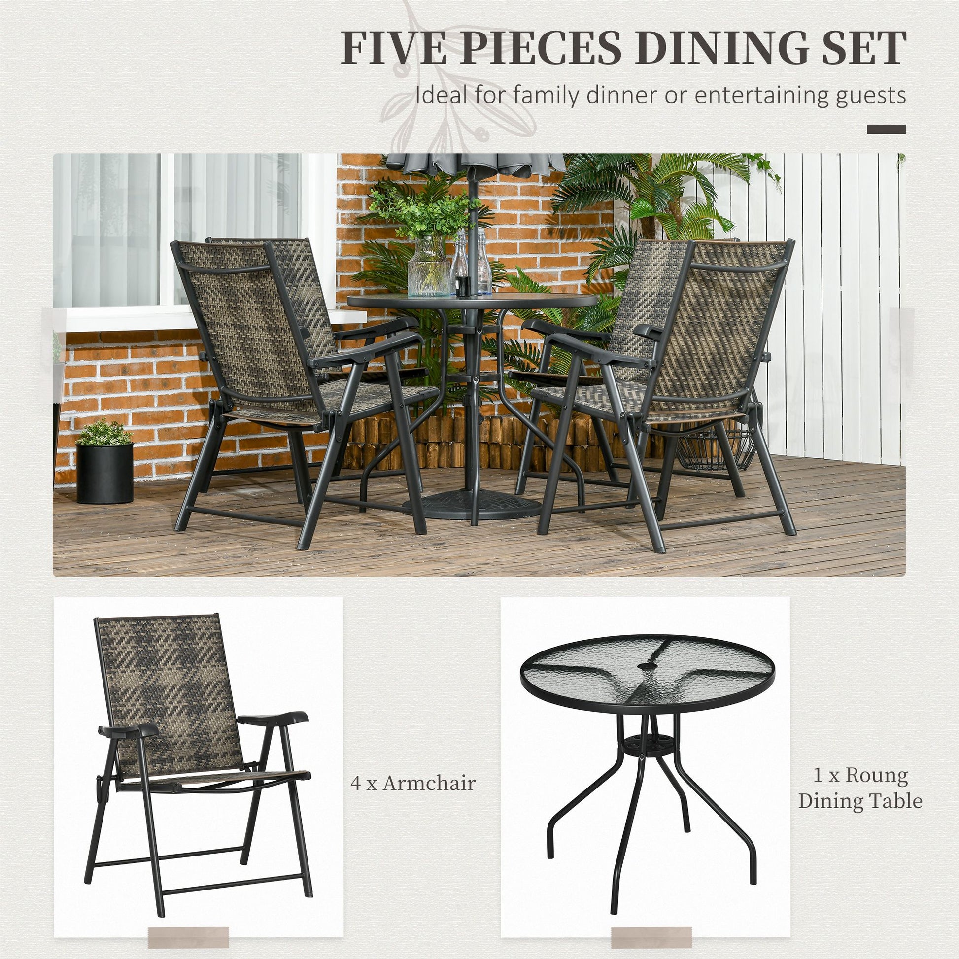 outsunny-5-pcs-rattan-dining-sets-garden-dining-set-w-pe-rattan-folding-armchair-round-glass-top-dining-table-with-umbrella-hole-mixed-grey