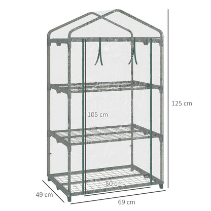 outsunny-3-tier-mini-greenhouse-portable-garden-grow-house-with-roll-up-door-and-wire-shelves-69l-x-49w-x-125h-cm-clear