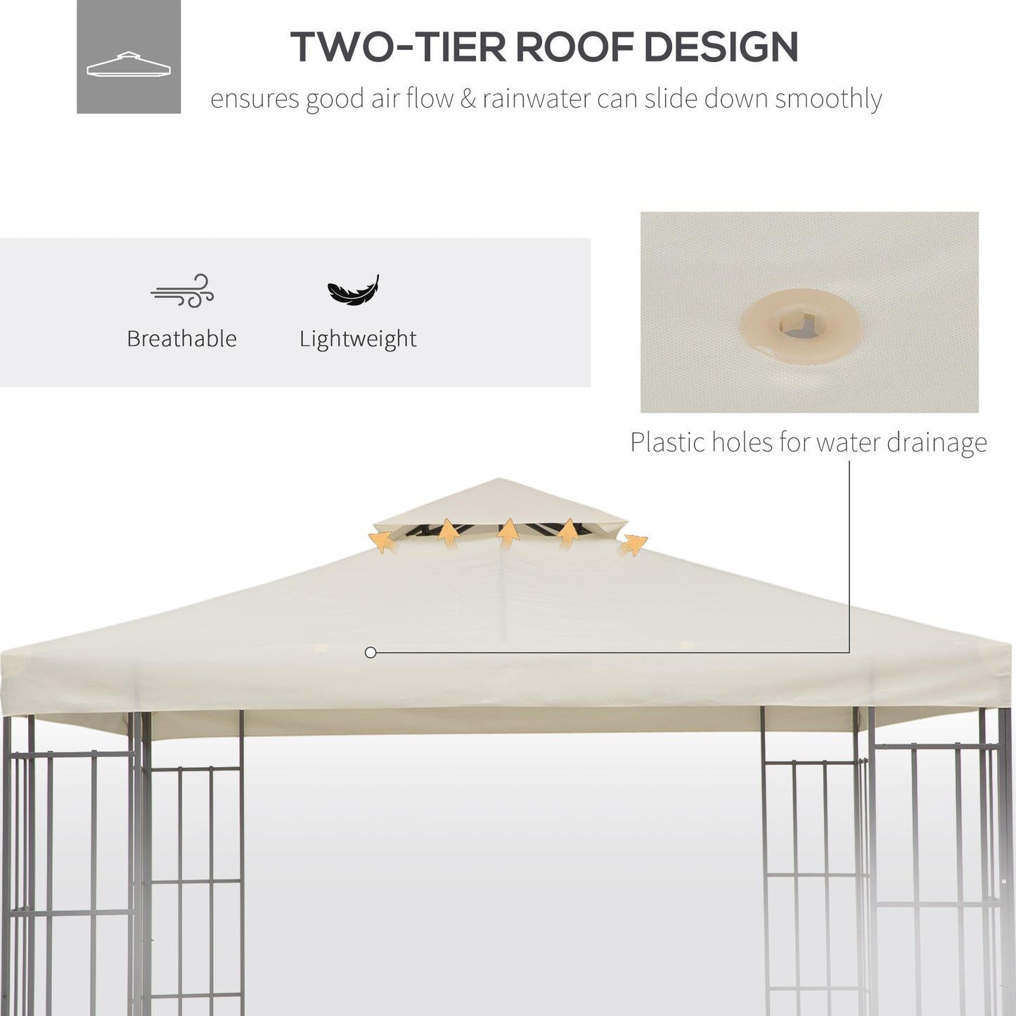 outsunny-3-x-3m-gazebo-canopy-roof-top-replacement-cover-spare-part-cream-white-top-only