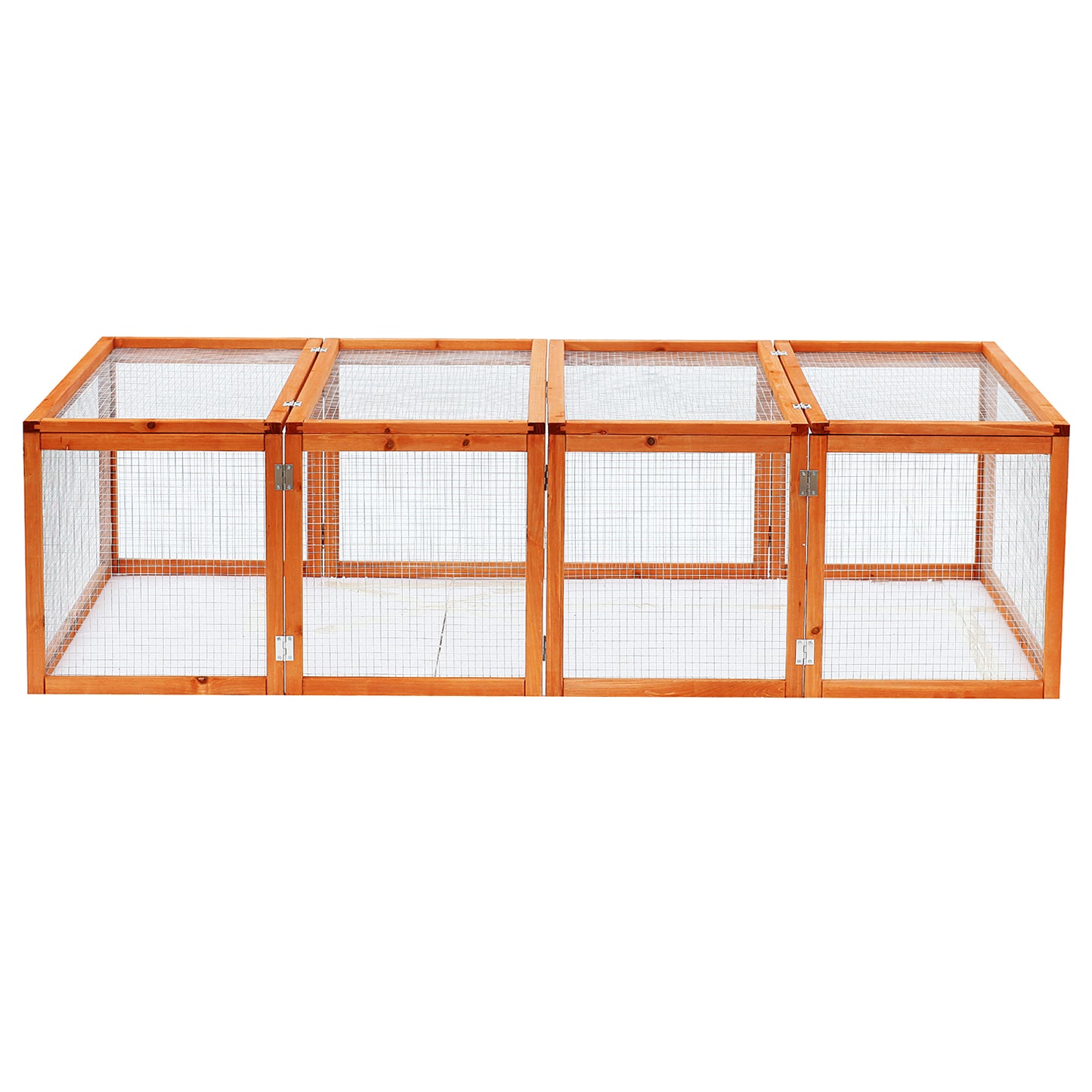 Pawhut Wooden Rabbit Hutch Outdoor, Guinea Pig Hutch, Bunny Cage with Wire Mesh Safety Rabbit Run and Play Space 181 x 100 x 48 cm