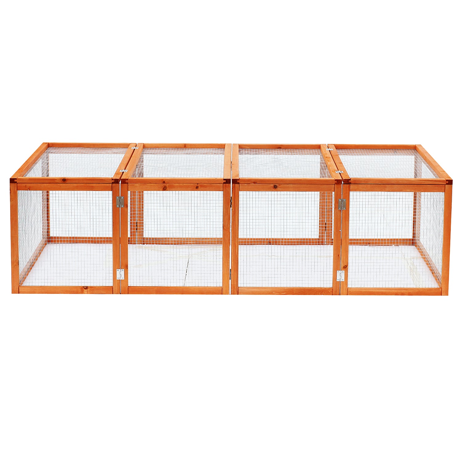 Pawhut Wooden Rabbit Hutch Outdoor, Guinea Pig Hutch, Bunny Cage with Wire Mesh Safety Rabbit Run and Play Space 181 x 100 x 48 cm