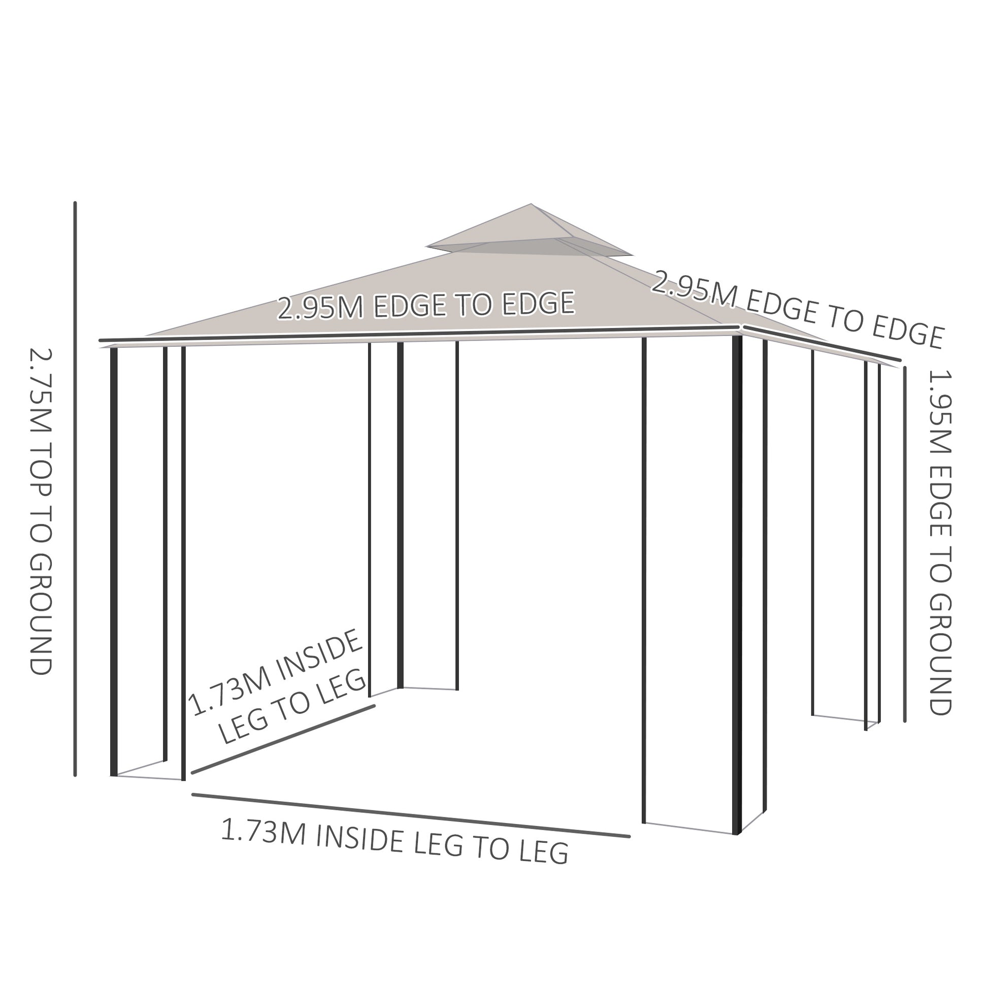 outsunny-3-x-3-m-garden-gazebo-patio-party-tent-shelter-outdoor-canopy-double-tier-sun-shade-metal-frame-beige