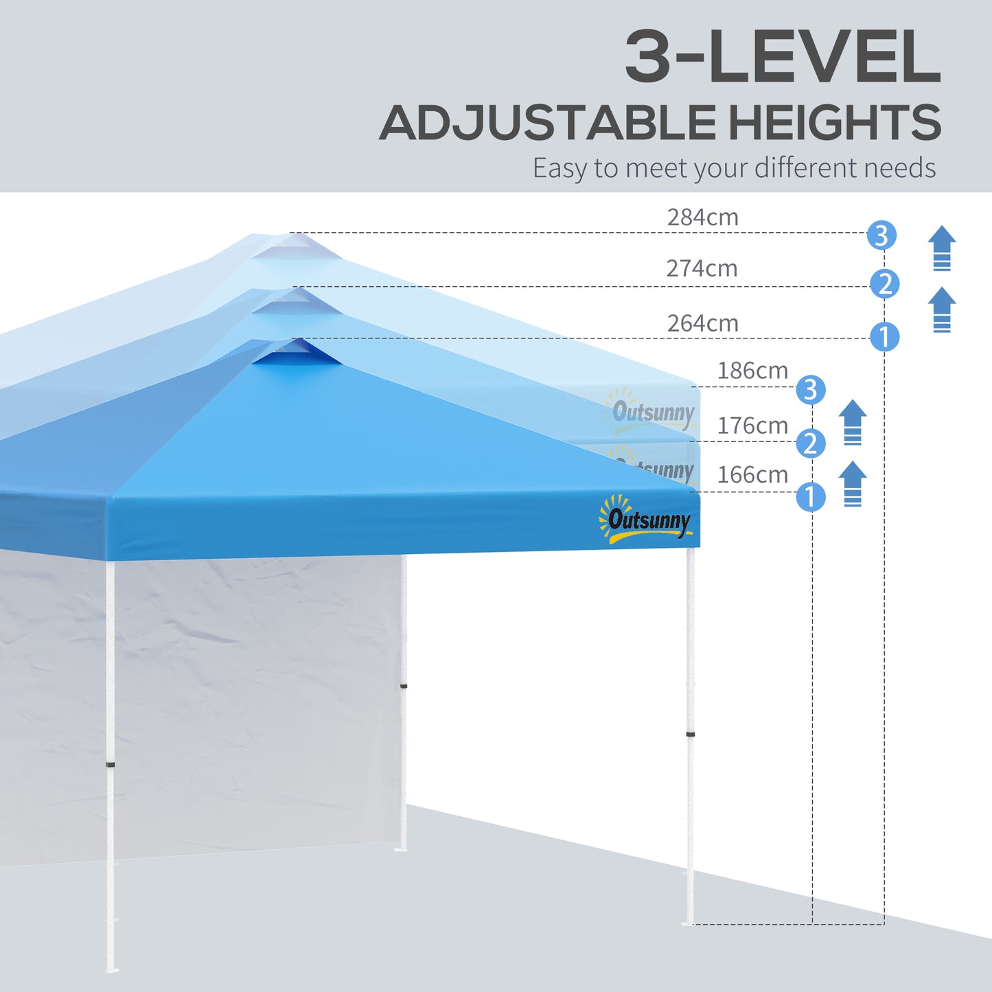 outsunny-3x3m-pop-up-gazebo-tent-with-1-sidewall-roller-bag-adjustable-height-event-shelter-tent-for-garden-patio-blue