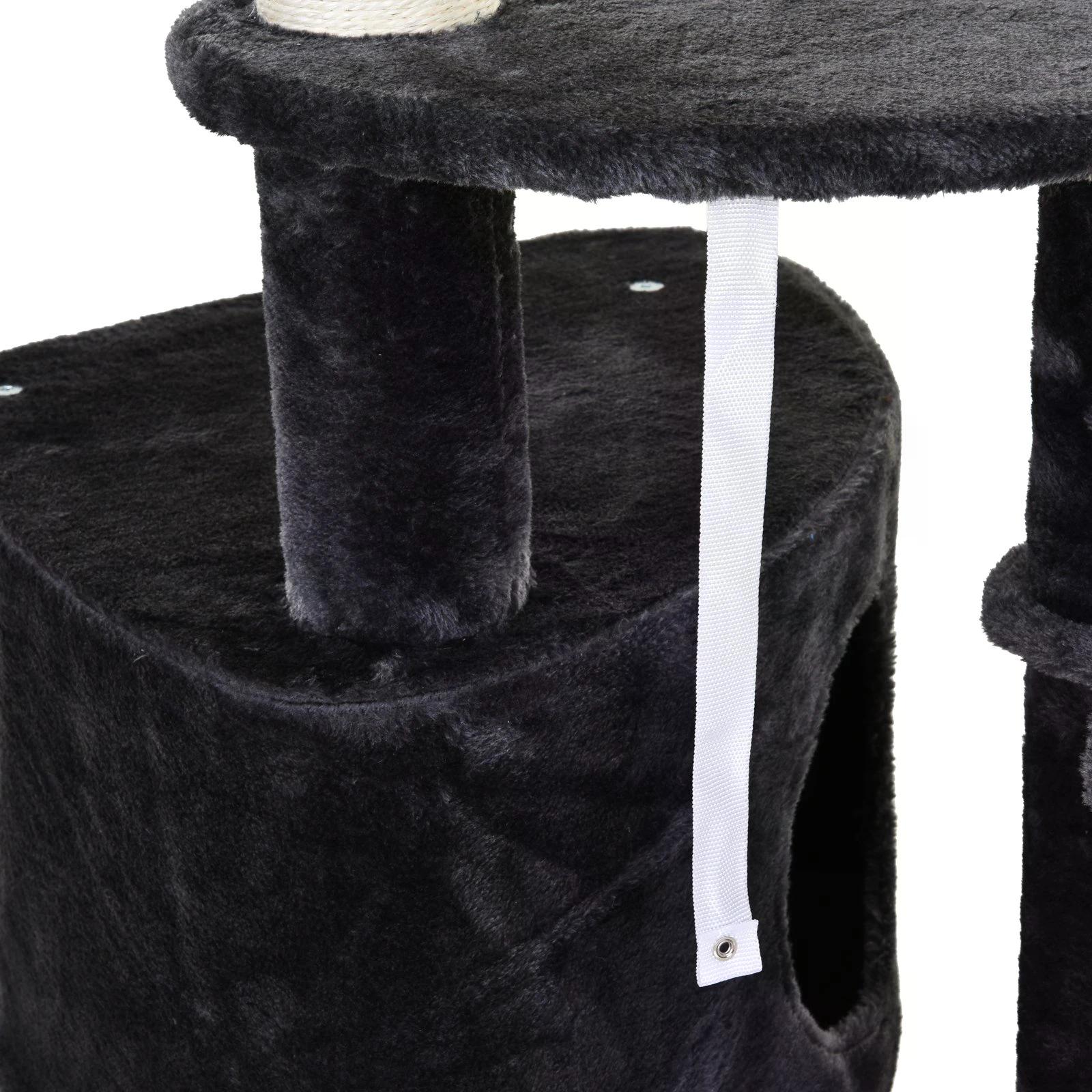 PawHut Adjustable Height Floor-To-Ceiling Vertical Cat Tree with Carpeted Platforms, Condo, Sisal Rope Scratching Areas