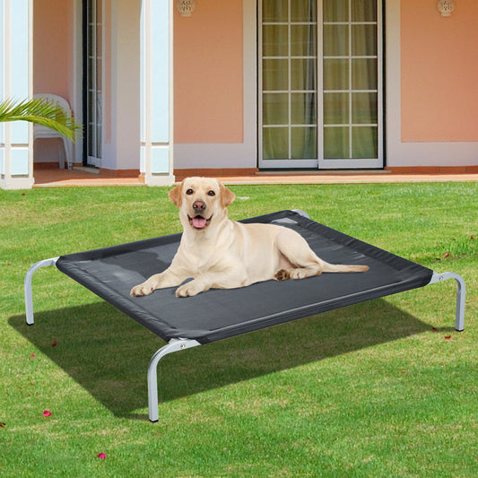 PawHut Elevated Pet Bed Portable Camping Raised Dog Bed w/ Metal Frame Black (Medium)