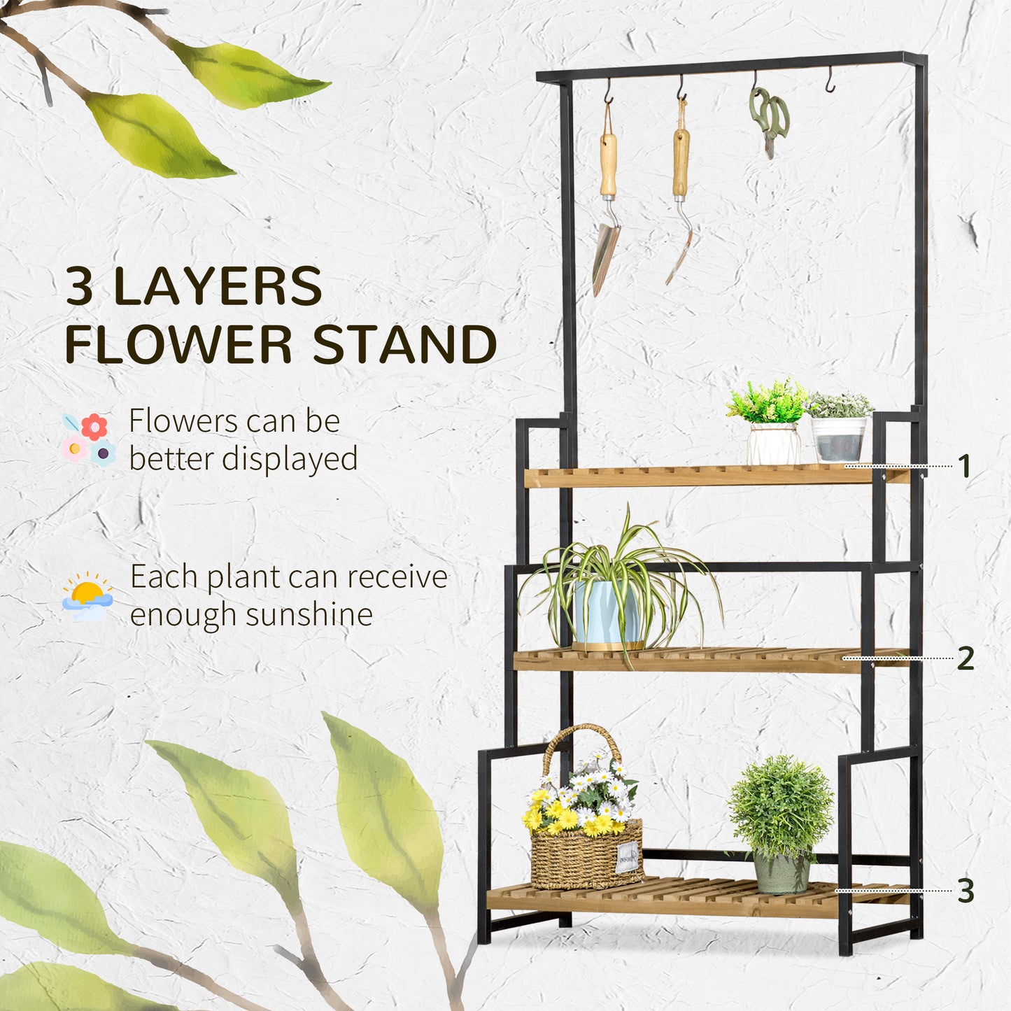 outsunny-3-tiered-plant-stand-with-hanging-hooks-flower-rack-shelf-for-indoor-outdoor-porch-balcony-living-room-bedroom