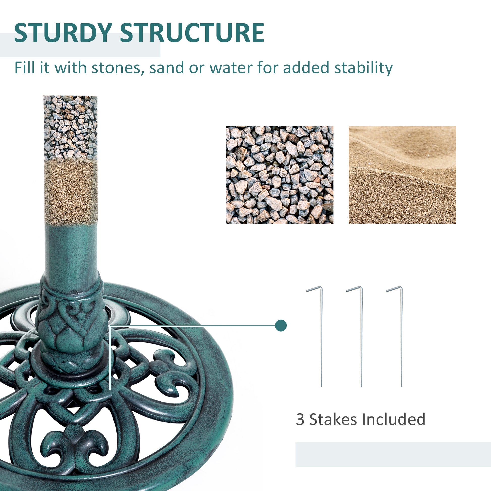 outsunny-garden-bird-bath-outdoor-decrative-garden-feeder-stand-with-scallop-like-pattern-time-worn-finish-50cm-green