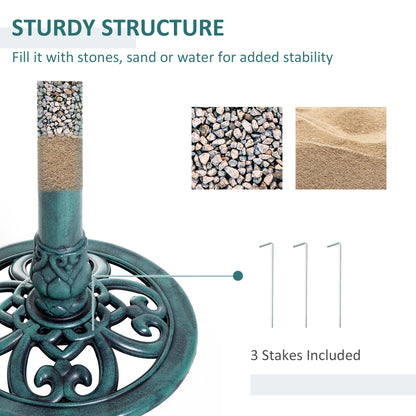 outsunny-garden-bird-bath-outdoor-decrative-garden-feeder-stand-with-scallop-like-pattern-time-worn-finish-50cm-green