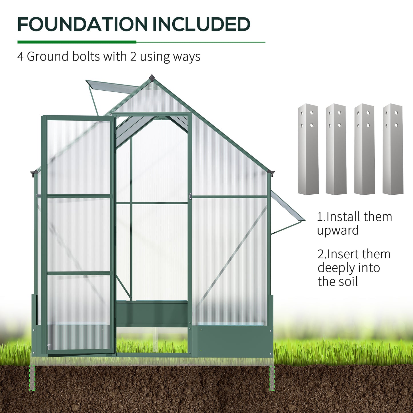 outsunny-garden-walk-in-aluminium-greenhouse-polycarbonate-with-plant-bed-temperature-controlled-window-foundation-6-x-8ft