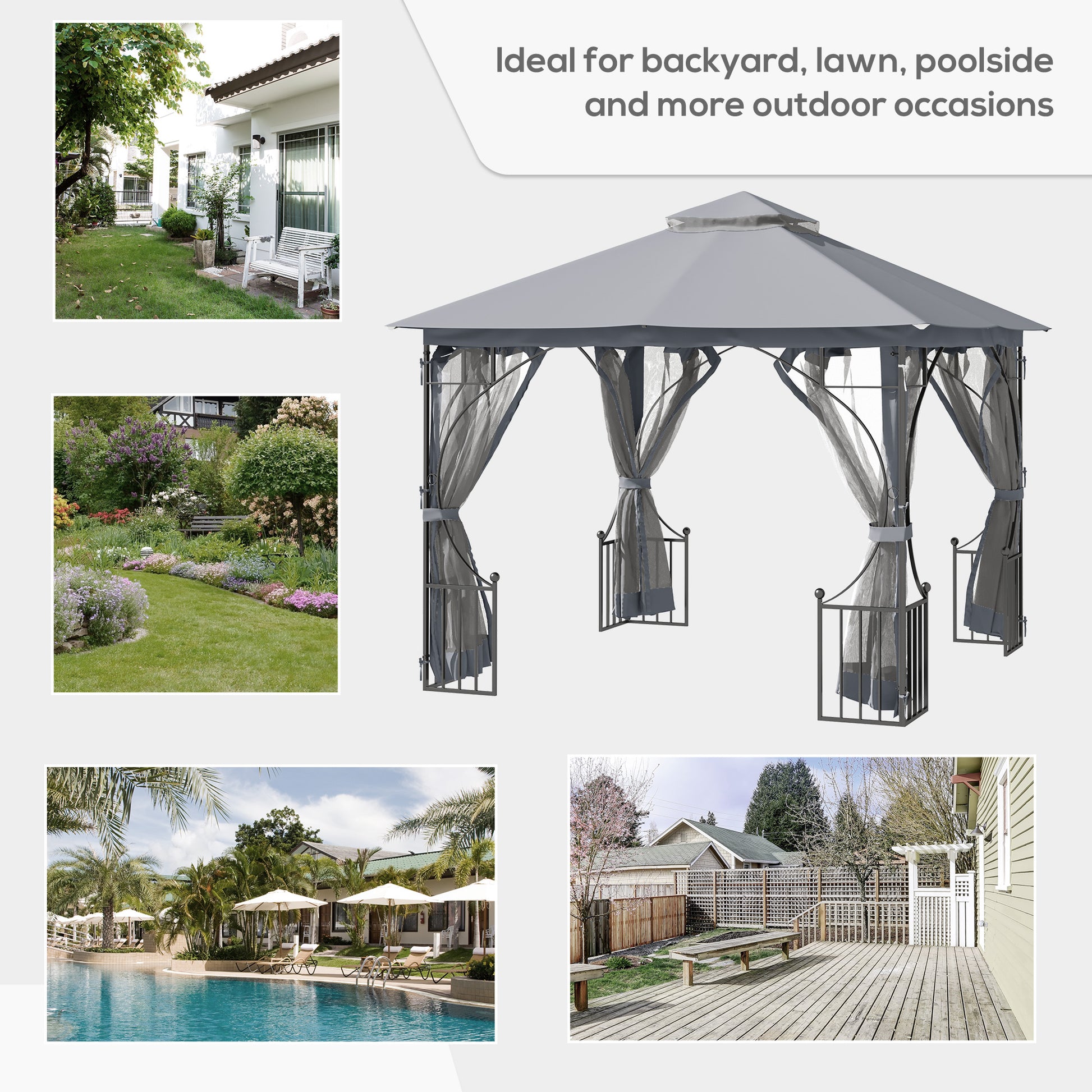 outsunny-3-x-3-m-garden-gazebo-patio-party-tent-shelter-outdoor-canopy-double-tier-sun-shade-metal-frame-light-grey