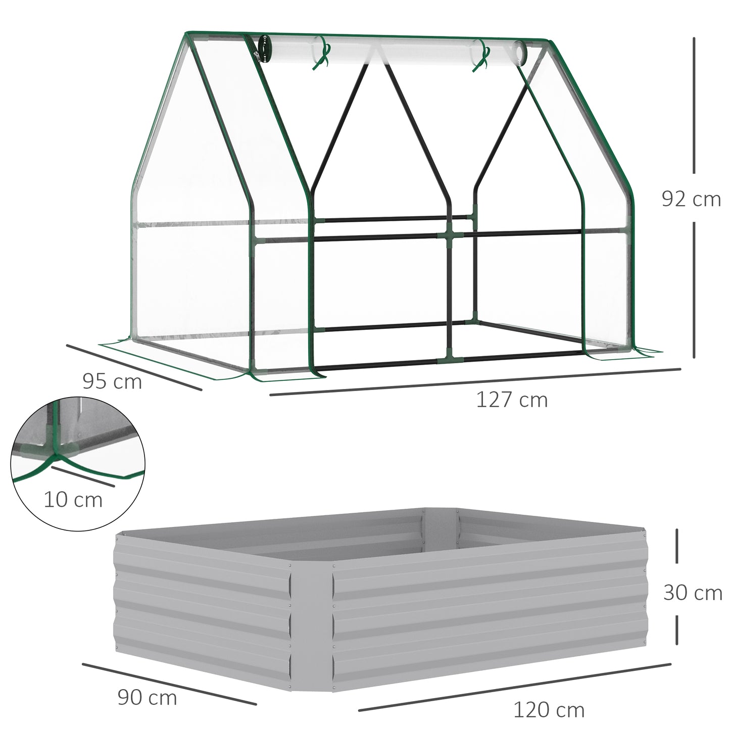 outsunny-raised-garden-bed-with-greenhouse-steel-planter-box-with-plastic-cover-roll-up-window-dual-use-for-flowers-vegetables-127-x-95-x-92cm